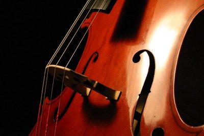 close up view of a cello